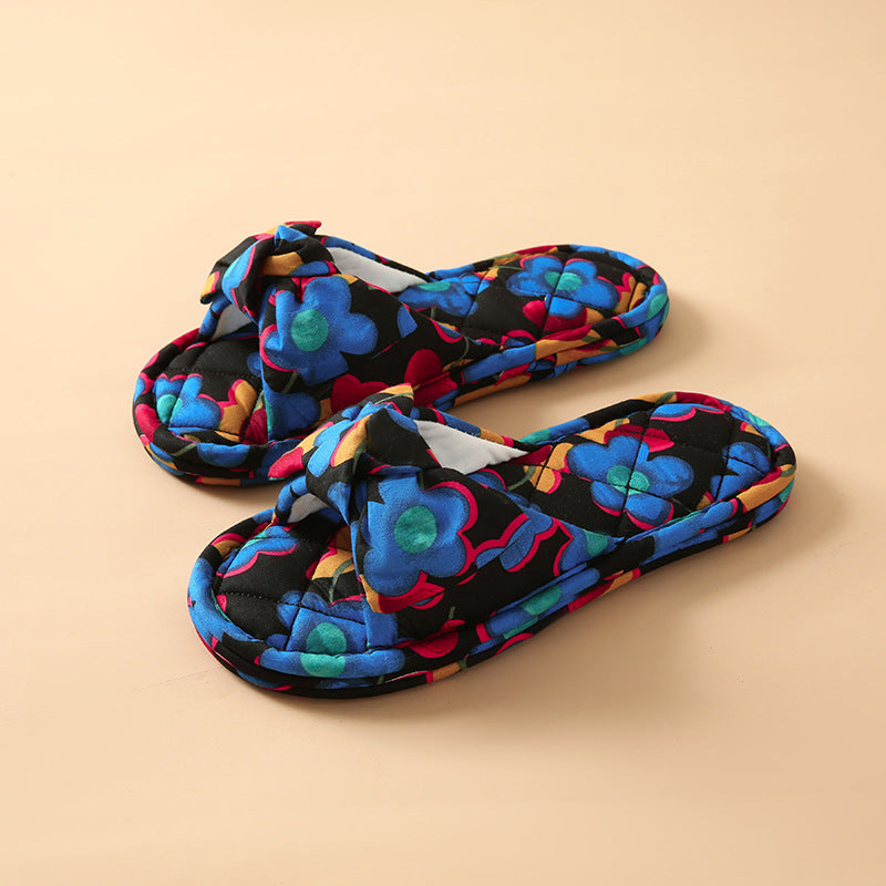 Wholesale Fabric Bowknot Indoor Non-slip Slippers